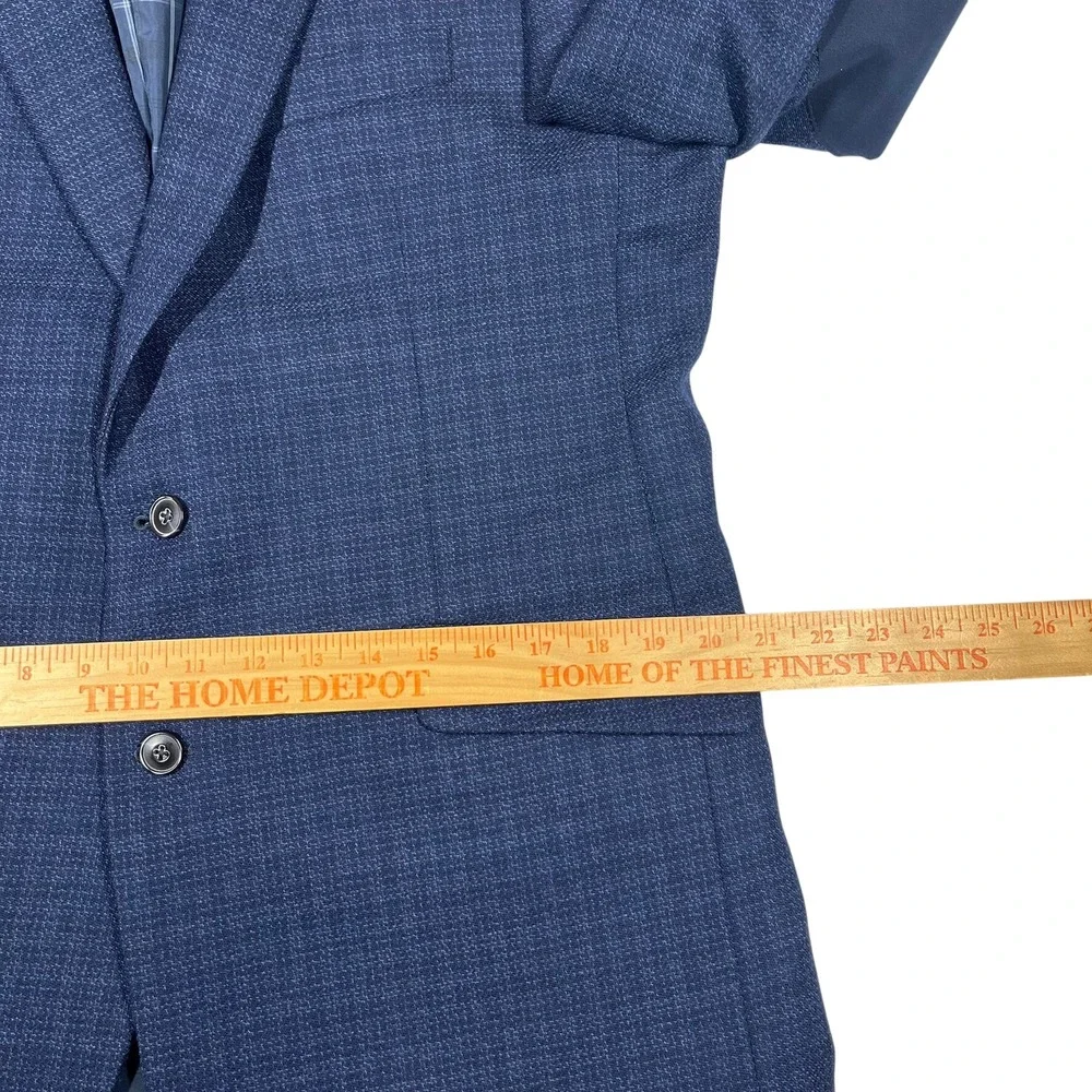 Jos. A. Bank‎ Blazer Mens 41R Blue Birdseye Weave Wool Tailored Fit Elbow Patch
